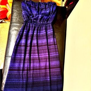 Dark blue pattern tube top maxi dress